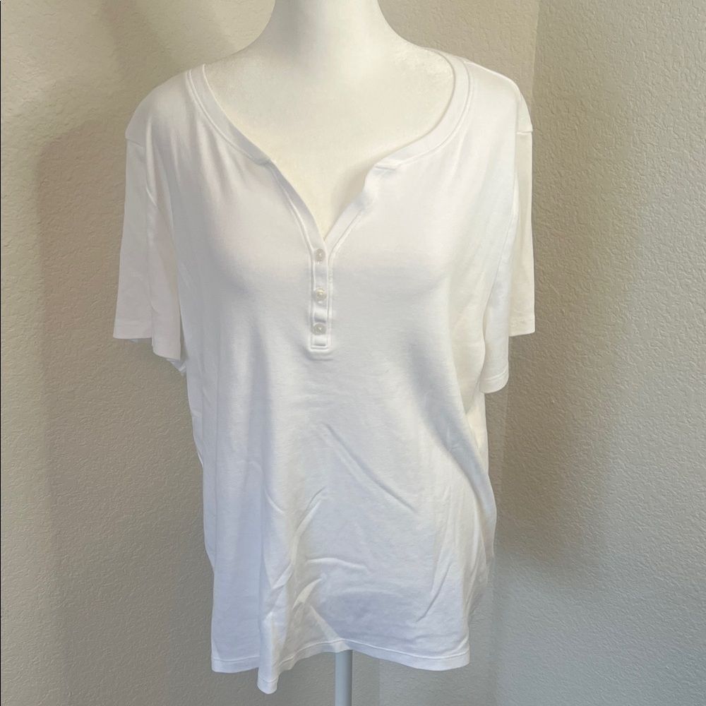 Women's White Button-Down Short Sleeve Top - Size XL